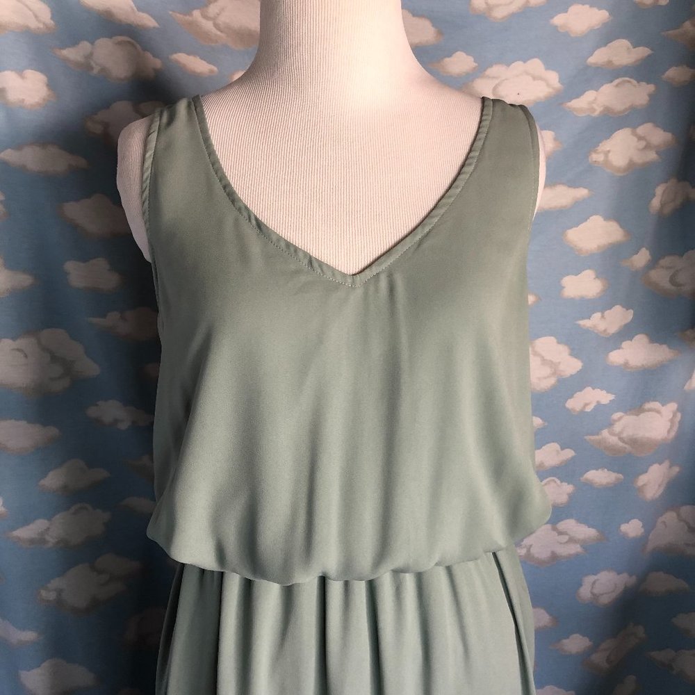 Show Me Your Mumu Kendall Maxi Dress Silver Sage (Green) Crisp size L Bridesmaid